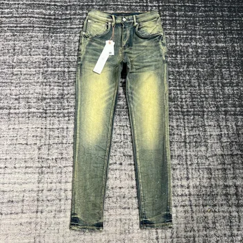мужские джинсы в стиле ретро, потертые, приталенные мужские джинсы в стиле ретро, потертые, приталенные 0