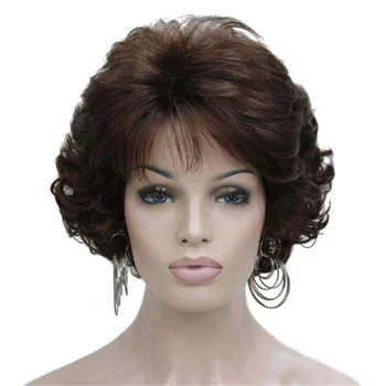Серебристо-серый Короткий Кудрявый Волнистый парик, 100% Импортные высококачественные синтетические модные парики из каштановых волос для женщин