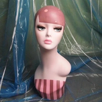 Голова женского манекена Разноцветные пятна Парики из человеческих волос Модель в винтажном стиле Шляпа Аксессуар Серьги Очки Ожерелье Дисплей