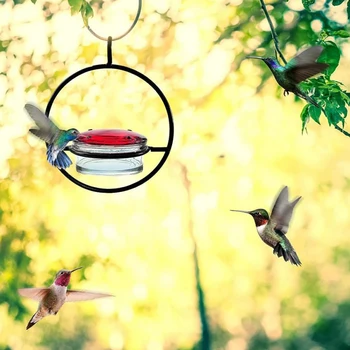Кормушка для птиц на заднем дворе Вместительная кормушка для колибри с герметичным дизайном Простые крючки для установки на открытом воздухе