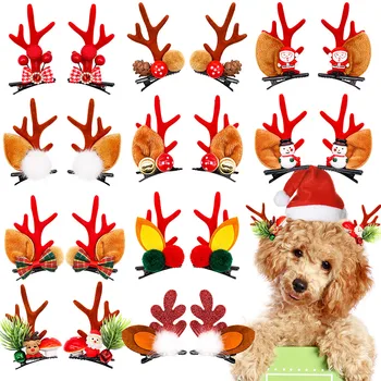 20 ШТ. рождественских заколок для волос для собак Ручной работы, Бантики для волос для собак, Рождественские аксессуары для волос для маленьких собак и кошек, принадлежности для собак