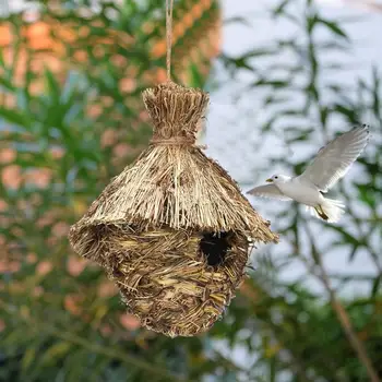 Сплетенный вручную домик-гнездо колибри, легко подвешиваемый Универсальный домик для птиц, Уличный Садовый декор для ветвей, виноградных лоз, заборов, выступов балконов
