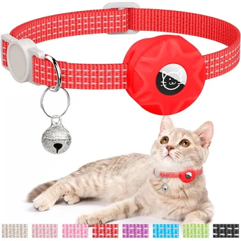 Ошейник для защиты от потери домашних кошек для Apple Airtag, GPS-трекер, держатель Airtag, Ошейники со светоотражающими элементами для котенка