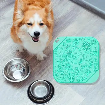 Прочный коврик для вылизывания домашних животных Удобный силиконовый коврик для кормления собак с мультяшным рисунком Slow Food