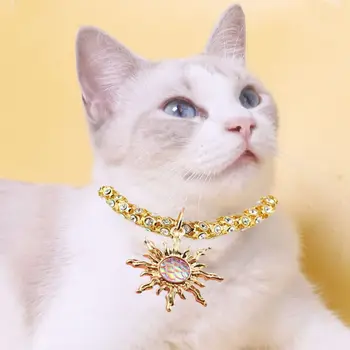 Регулируемое ожерелье с кошкой, Модные Стразы, искусственный жемчуг, колье для щенка, ожерелье для котенка на День рождения питомца