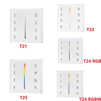 T21 T22 T24 T25 4-зонная стеклянная сенсорная панель 2.4 G RF Беспроводной RF пульт дистанционного управления 1-5 цветной светодиодный контроллер для цветной/RGB/RGBW светодиодной ленты