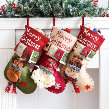 Подарочный пакет с объемным рождественским украшением, с Рождеством Христовым, большой рождественский чулок, подарочные пакеты в виде Санта-Клауса и снеговика