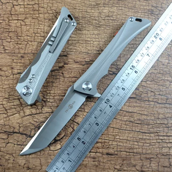TWO SUN TS59 D2 Складной нож с атласным лезвием, керамический шарикоподшипник TC4, Титановая ручка, карманный нож для кемпинга, охоты, EDC