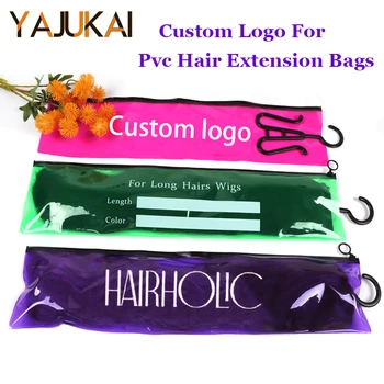 Пакеты для париков с логотипом на заказ, упакованные в фиолетовые пакеты для наращивания длинных волос для малого бизнеса, сумки для хранения париков из ПВХ для нескольких париков