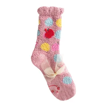 Женские носки из кораллового бархата милые и миловидные. Зимние утолщенные носки средней длины в трубочку, напольные носки, просачивающиеся носки