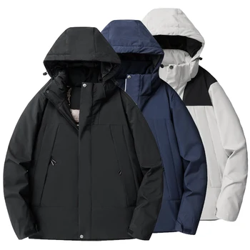 Морозостойкие утепляющие плюшевые куртки для мужчин и женщин, зимняя однотонная куртка с капюшоном, спортивная одежда, пальто Charge