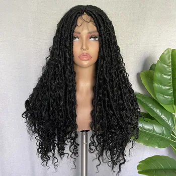 Синтетический парик с плетением спереди на кружеве SOKU Черного цвета, Средняя часть, Длинные Мягкие парики с плетением крючком спереди, для чернокожих женщин