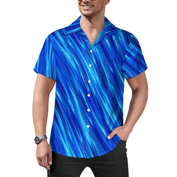 Повседневные рубашки Blue Wave с абстрактным принтом, пляжная рубашка, Гавайские крутые блузки с мужским принтом, Большой Размер