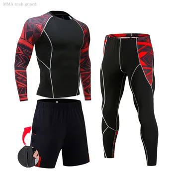 Компрессионная спортивная одежда для мужчин Rashgarda MMA с длинными рукавами, термобелье для зимних видов спорта, базовый слой, комплект 2 в 1 и 3 в 1, 4XL