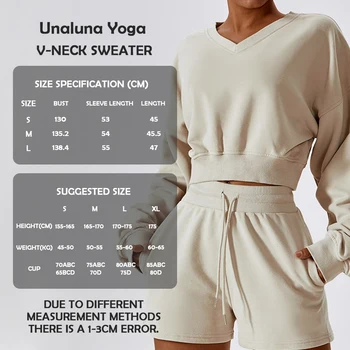 Повседневная рубашка для йоги с V-образным вырезом Unaluna для фитнеса, спортивная куртка, топы с длинным рукавом, теплая одежда для тренировок, спортивная одежда для женского спортзала