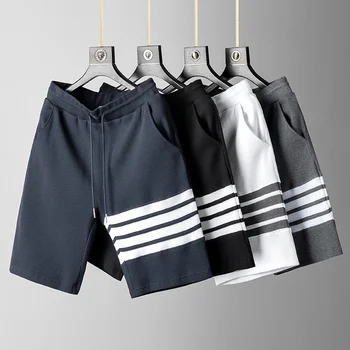 Повседневные шорты TB FOG Thom в вафельную полоску с четырьмя полосками, мужские летние трендовые хлопковые брендовые спортивные брюки средней длины