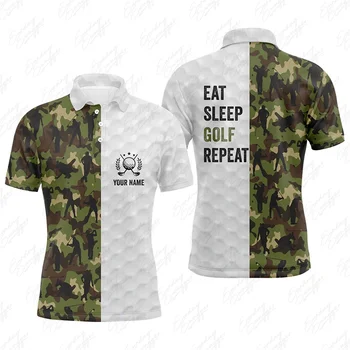 Мужская новая рубашка для гольфа Спорт на открытом воздухе Летняя быстросохнущая одежда для спорта и отдыха Джерси Одежда для гольфа с модным принтом