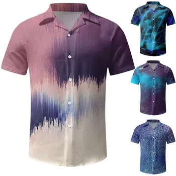 Винтажная рубашка для мужчин, яркая рубашка с коротким рукавом и пуговицами, пляжная рубашка для тропического отдыха, винтажная одежда, кардиган, прямая поставка